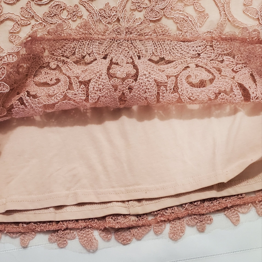 TADASHI SHOJI Girls Honeysuckle Corded Lace Dress Dusty Pink - Picture 4 of 10